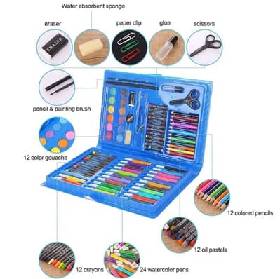 86 PCS Colouring Kit Set With Button Box For Kids Colour Box Set beat