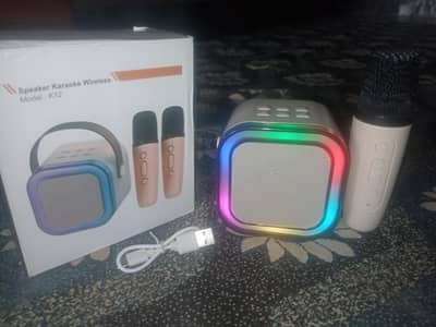 Bluetooth speaker with single mic RGB lights free charger with box l