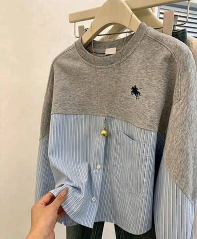 Polo casual women stripped patchwork top