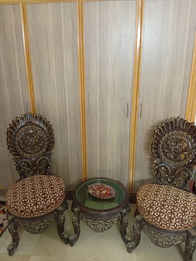 Chinnioti Wooden Carved Chairs and Coffee Table