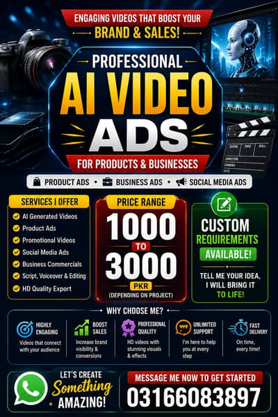 AI Business Ads | Professional Ai Videos| 1000-3000Rs