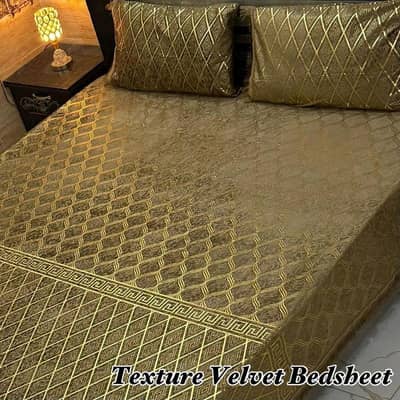 Luxury velvet textured double bed sheet