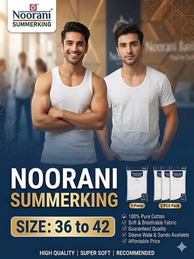 Noorani Summer King Vest (100% Pure Cotton)