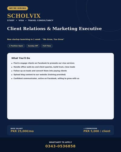 Now Hiring one Female— Client Relations & Marketing Executive