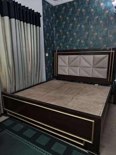 Ash wood Bed with 2 side tables