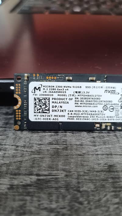 micron ssd for laptop  nvm 512 gb pullout from laptop gen3 x4