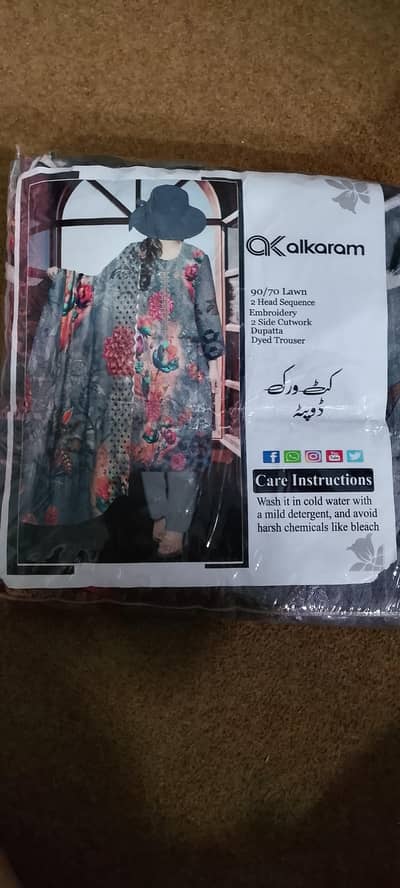 Original Alkaram Unstitched 3-Piece Embroidered Lawn Suit