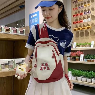 fashionable student Cross body bags Black White red blue