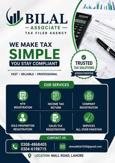 FBR income tax filler, tax consultant, company Registration  tax regis