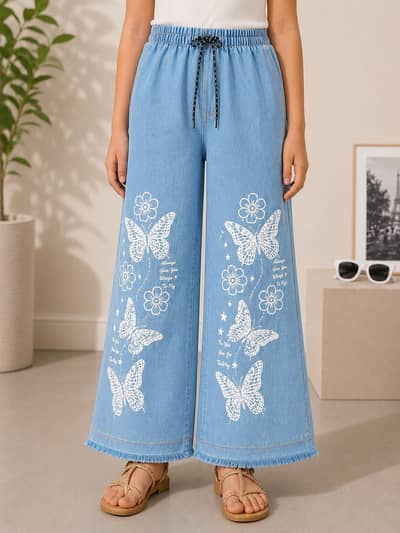 Girls Baggy jeans 4-11 years wide leg fashion Denim jeans for kids