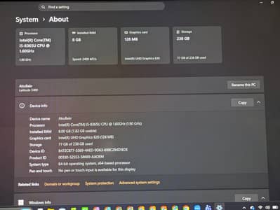 Dell Latitude 5400 | Core i5 8th Gen | 8GB RAM | 256GB SSD