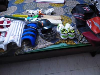 Cricket kit with shoes and bag