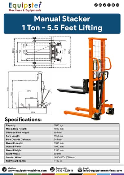 Manual Stacker 1-2 ton, Semi Electrical Stacker, Drum Loader Trolley