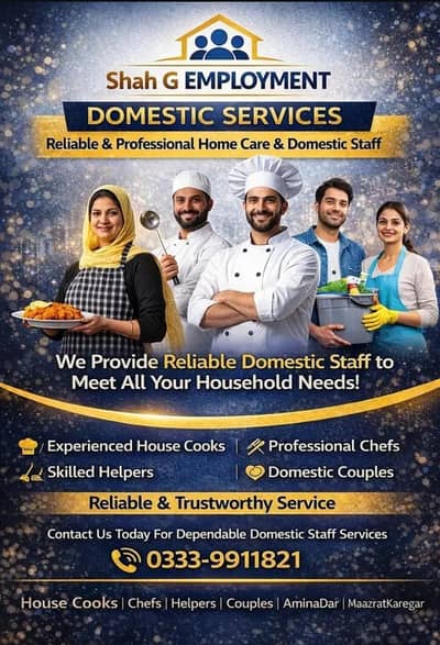 Maids / House Maids / cook / House chef / Baby Sitter maid available\.