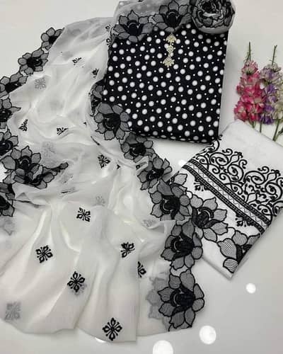 black digital lawn 3pcs suit