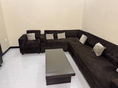 7-Seater L Shaped Sofa Set + Table For Sale