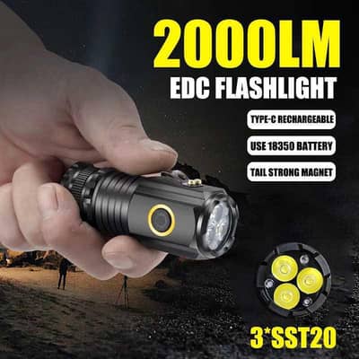 3 Core LED Mini Tactical Flashlight Rechargeable with cash on delivery