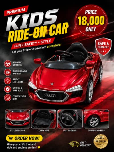 Kids Electric Ride-On Car – Stylish Red Sports Car | Rs. 22,000