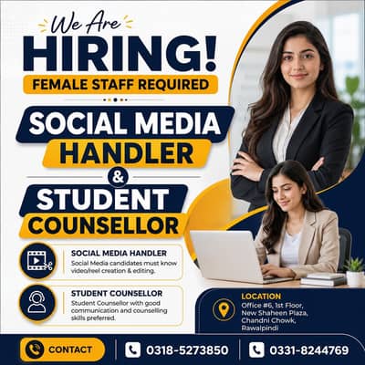 Female Social Media Handler & Student Counsellor Required – Rawalpindi