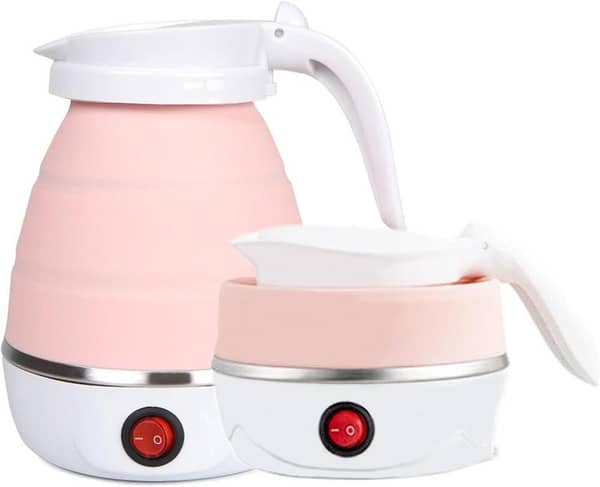 Legacy Deals Foldable Electric Travel Kettle| 600ml Small Foldable Tea Coffee Kettle| Food Grade Silicone Collapsible Water Boiler Tea Pot| Fast Water Boiling Electric Sports Bottles| Compact Design Kettle for Outdoor Sports, Camping, Office & Hotel Use