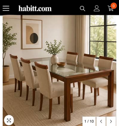 6 Seater Habitt Dining Table | Premium Wooden Dining Table | Habitt Br