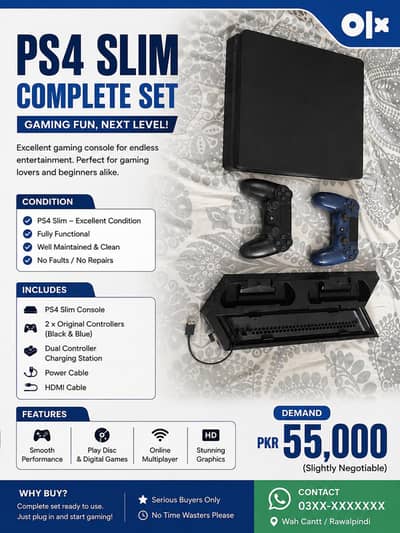 PS4 Slim Complete Set — For Sale