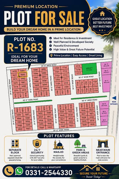 PLOT SALE IN NORTH TOWN RESIDENCY PHASE 1 SUPERIOR BLOCK-1