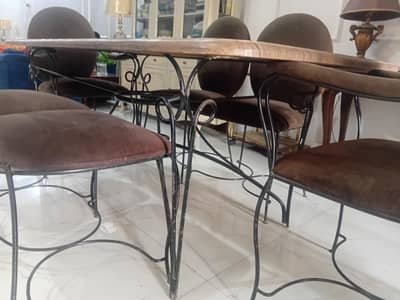6 chairs solid Rot Iron dining table enjoy life time product