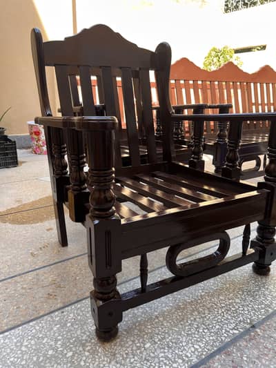 Handmade Vintage Black Tali Wooden Sofa Set
