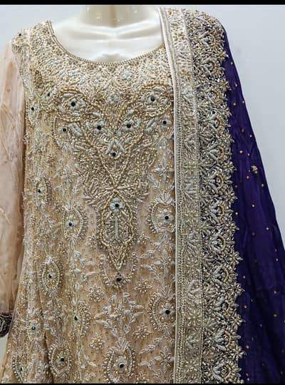 Stunning Champagne & Royal Purple Bridal Frock Set