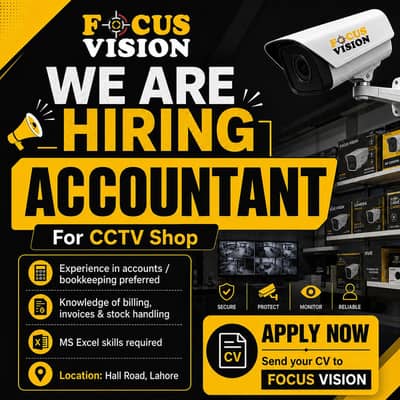 Accountant Required for CCTV Shop – Hall Road Lahore