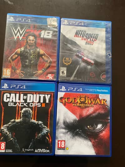 god of war3,cod black ops 3,need for speed rivals,w2k18