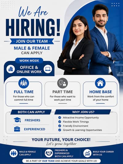 hiring staff for online and office work
