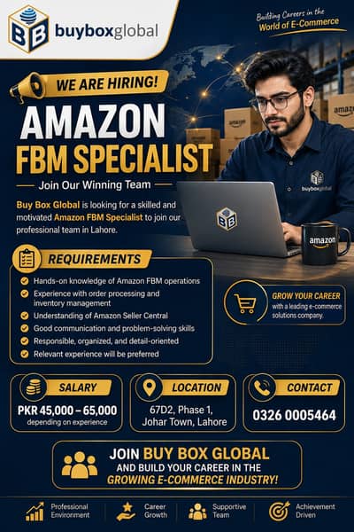 Amazon FBM Specialist Required | Urgent Hiring | Jobs | Lahore
