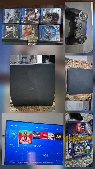 Ps4 slim 500 gb working perfectly. never opened. with 10 games