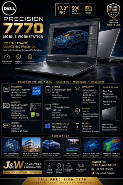 DELL PRECETION 7770/12GB GRAPHIC/CORE I7 12850HX/WORKSTATION GAMING