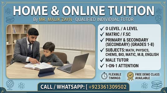 Professional Home & Online Tutor in DHA & Askari | Mr. Malik Zayn