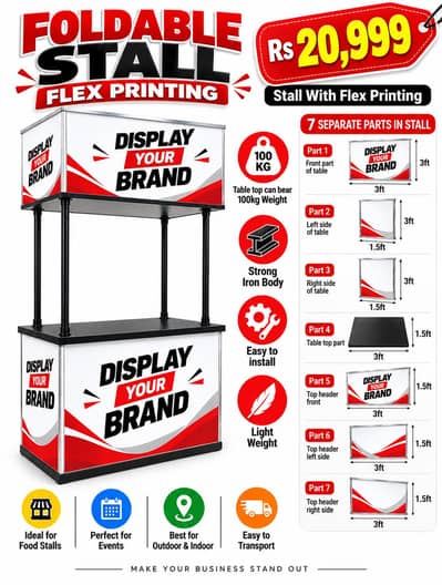 Foldable Stall Easy to assemble Easy to Carry with flex printing