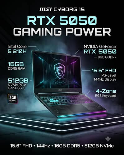 MSI CYBORG 15/RTX 5050 8GB VRAM/GAMING ULTRA BOOK