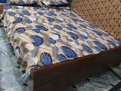 Double Bed with  Mattress and Five Seater Sofa Set