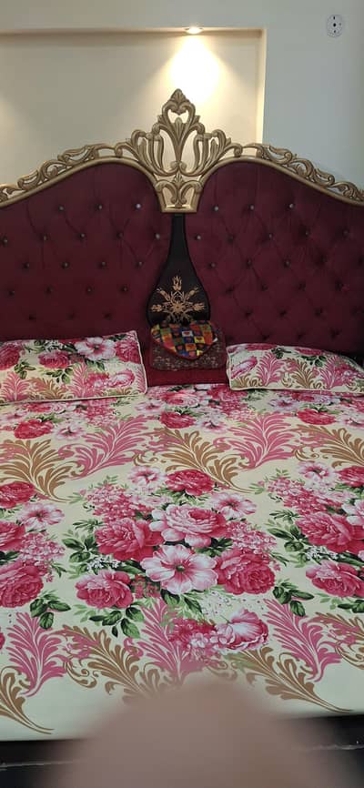 bed with dressing and 2 side tables