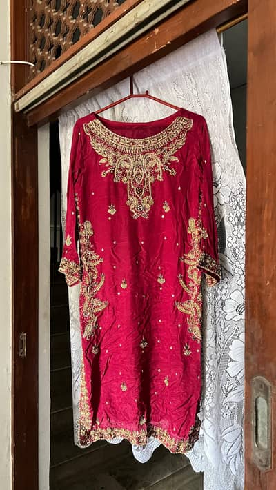 cherry red 3 PC slik dress