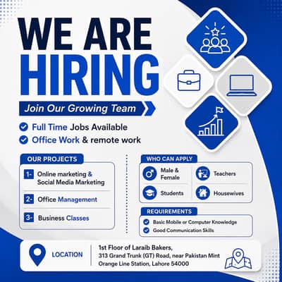 we are hiring males and female for office and online work