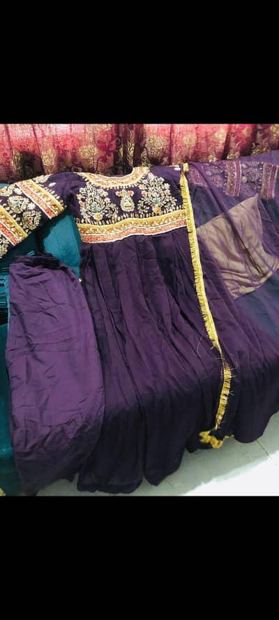 Beautiful long anarkali frock in purple color