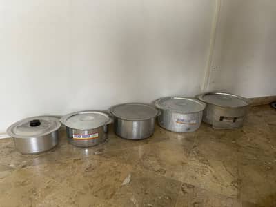 5-Piece Heavy Duty Aluminum Cooking Pots – Sonex & Master | 11.3"–16"