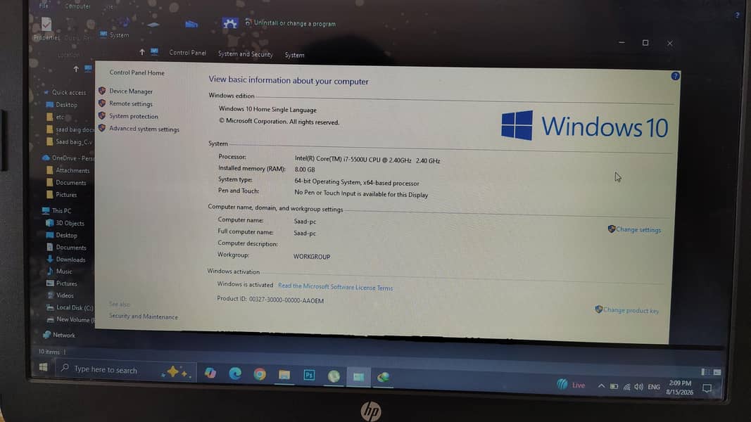 Hp Notebook Corei7 5th generation 5