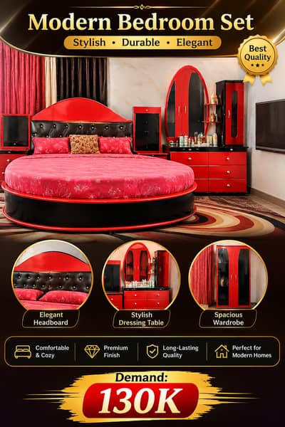 Modern Round Bed & Bedroom Set for Sale – Excellent Quality
