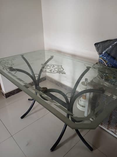 6 chair with dining table glass top