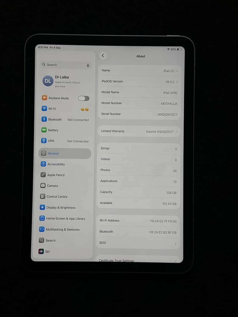 Model ipad A16 2