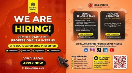 Remote Part-Time Digital Marketing Professionals, Interns & Freelancer